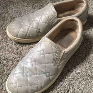Ugg silver quilted slip on sneakers (like new)